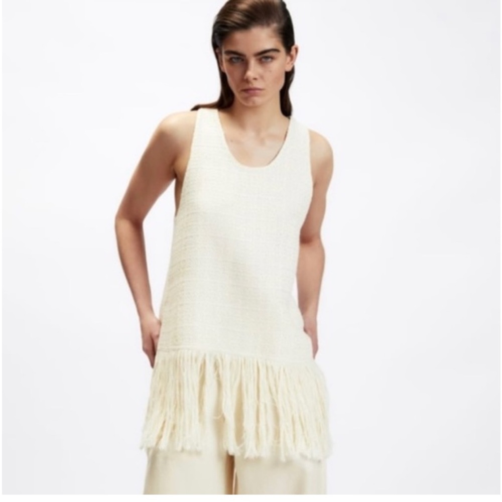 Zara Cream Sleeveless Fringe Top